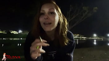 A redhead gets interviewed and fucked in public