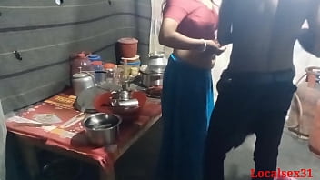 Amateur Indian couple's kitchen encounter