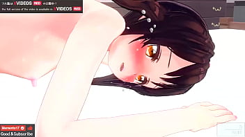 Japanese Hentai animation with small-breasted character engaging in anal and peeing, with ASMR earphones for added sensory experience