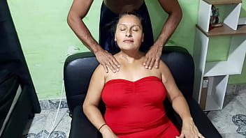 Amateur husband gives his mother-in-law a sensual massage that turns her on